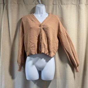 Love Ellie Womens‎ Cardigan Sweater S Tan Brown Button Down Long Sleeve Knit